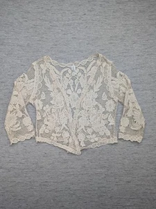 Cardigan Studio Y donna medio pizzo trasparente floreale uncinetto boho festival Y2K - Foto 1 di 9