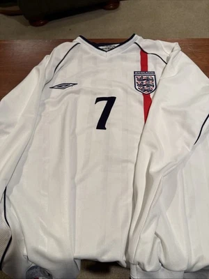 England Umbro 2001/2002/2003 Home Long Sleeve L/S Shirt Jersey Beckham Size XL - Image 1 of 4