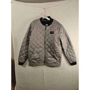 The North Face Mens Quilted Jacket Gray Full Zip Sherpa insulated Large #1601 - Picture 1 of 9