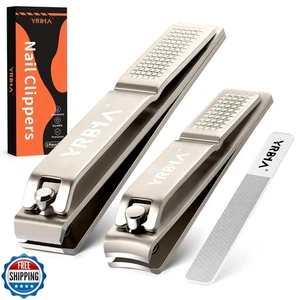 Nail Clippers with Glass Nail File, YRBIA Ultra Sharp Nail Clipper Set, Profe - Picture 1 of 5