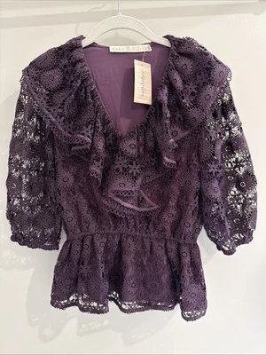Nuevo con etiquetas Catálogo Sundance Marie Oliver Top de Encaje Púrpura Talla XL $298 Foto 1 de 4