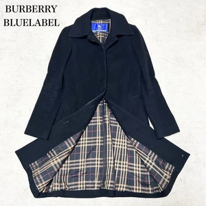 Seltener Burberry Blue Label Angora Wolle langer Mantel Nova Check schwarz - Bild 1 von 10