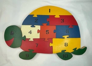 Vintage Hand Crafted Painted Child’s Wooden TURTLE Puzzle - Picture 1 of 15