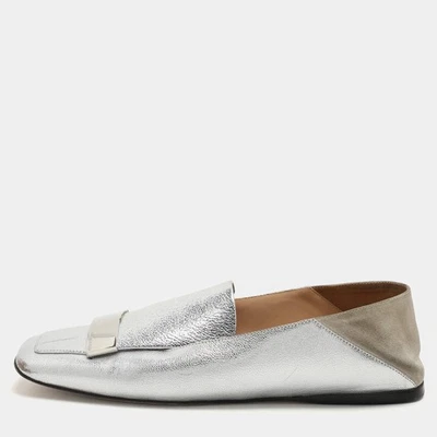 Mocassim Sergio Rossi prata couro e camurça SR1 tamanho 38 - Imagem 1 de 4