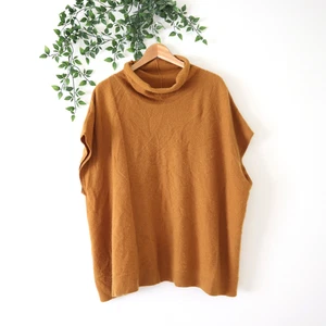 Anthropologie Brown Cashmere Turtleneck Sleeveless Boxy Sweater Size XL - Picture 1 of 4