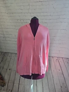 Cardigan maglione donna vintage full zip 100% cotone con cappuccio taglie forti 2x preparazione - Foto 1 di 8