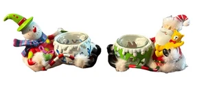 Zwei Home Interiors Weihnachten skurrile Votivkerzenhalter Schneemann & Weihnachtsmann - Bild 1 von 20