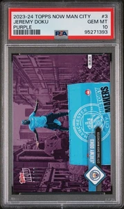 Jeremy Doku PSA 10 2023 Topps Now Manchester City Purple /99 #3 *105 - Picture 1 of 2