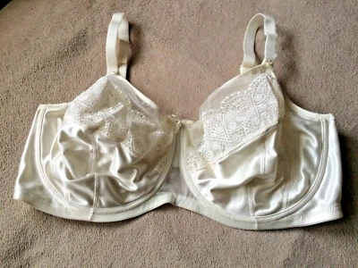 Sujetador GLAMORISE 48F Marfil Satinado y Encaje Alambre Maravilloso Estilo 9840 Nuevo sin Etiquetas Foto 1 de 4