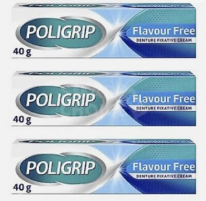3 cremas fijadoras dentales esenciales Poligrip 40 g retención segura sin sabor - Imagen 1 de 1