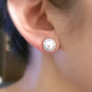 Women Charm 925 Silver Plated Stud Earrings Cubic Zircon Engagement Gifts A Pair - Picture 1 of 3