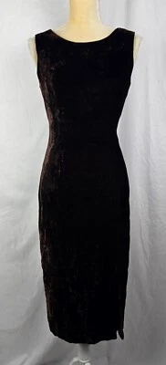 Vestido recto vintage de terciopelo marrón pequeño Donna Ricco New York talla 8 clásico modesto Foto 1 de 4