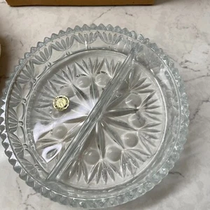 Vintage Princess House 829 Lead Crystal Radiant Relish Bowl Divided Candy Dish - Imagen 1 de 9