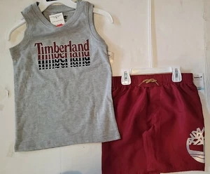 Timberland Boys' 2-Piece Muscle Top and Logo Swim Shorts Set Outfit - Picture 1 of 1