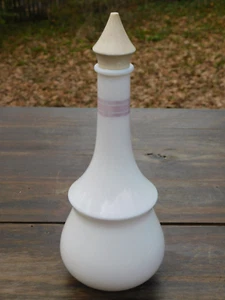 Botella de peluquero antigua con forma de vidrio de leche blanco botella tónica para el cabello y tapa 7" - Imagen 1 de 4
