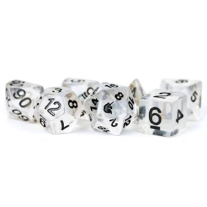 16mm Unicorn Ice Polyhedral Dice 7-Dice Set (D20/12/10/%/8/6/4) MET701 - Picture 1 of 1