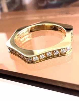 MONTBLANC шестиугольный полный бриллиант вечность 18K YG кольцо размер 58 / 8.2US мужчин РЕДКАЯ - Изображение 1 из 4