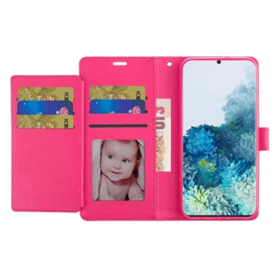 For Samsung S20 6.2" Magnetic Snap Wallet Case with Two Row Card Holder HOT PINK - Image 1 of 2