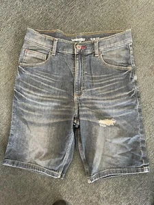 Wrangler Boys Shorts Size 16Reg Hybrid Slim Fit Blue Distressed - Picture 1 of 5