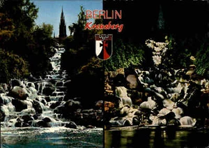 BERLIN Postkarte Nationaldenkmal für die Befreiungskriege Kreuzberg, Wasserfall - Picture 1 of 2