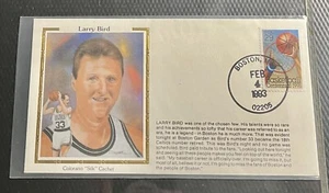 Sobre de seda Larry Bird Colorado 1993 con fecha y caché de estampillas - 2/4/93 con carga superior - Imagen 1 de 3