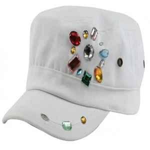 GORRA MILITAR SEÑORA CON DECORACIÓN DE DIAMANTES DE IMITACIÓN -- BLANCA -- NUEVA - ENVÍO GRATUITO - Imagen 1 de 2