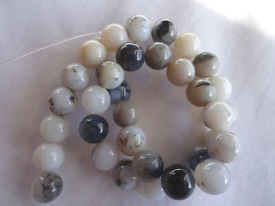 Cuentas de piedra redondas lisas de ágata Montana natural de 11 1/2" filamento A1 DNG Foto 1 de 4