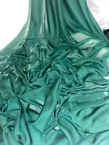 1 METER BOTTLE GREEN SOFT CATIONIC CHIFFON 100% POLYESTER FABRIC 58” WIDE - Picture 1 of 4