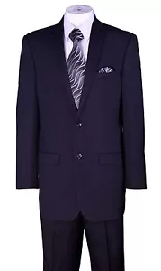 Traje para hombre 100% lana súper 100s largo 32,5" ajuste moderno, ventilación central negro, plano - Imagen 1 de 3