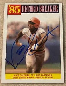 1986 Topps Baseball #201 Vince Coleman (Rcrd Brkr) Signed Autograph (No COA) - Picture 1 of 3