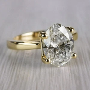 Solitaire 5.01 Carat G VS2 Oval Cut Lab Created Diamond Engagement Ring 18K Gold - Picture 1 of 3