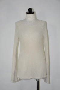 Anthropologie Moth Cream Linen Cotton Bell Sleeve Crochet Knit Sweater Women M - Picture 1 of 11