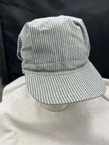 Adult Train Engineer Conductor Blue & White Striped Hat Cap Costume Accessory - Picture 1 of 3
