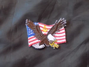 Patriotic Eagle Patch Square Compass Flag Iron Sew Freemason Fraternity NEW! - Picture 1 of 2
