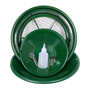 ASR Outdoor 7pc Gold Panning Kit 1/2 Mesh Classifier, 14" 10" Green Gold Pans, 2 - Picture 1 of 7