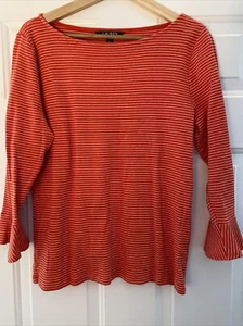 Lauren Ralph Lauren Women's 3/4 Sleeve Orange Striped - Bell Sleeve - XL - EUC! - Picture 1 of 3
