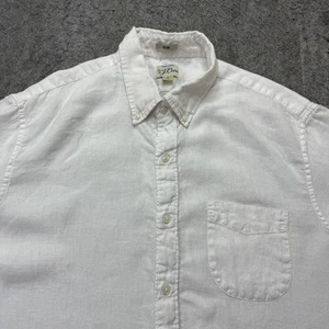 J.Crew Baird McNutt Irish Linen Shirt Men L White Solid Slim Fit Short Sleeve - Picture 1 of 14