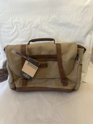 Bolso Mensajero Renwick Lona - Borde Cuero Genuino - Nuevo con Etiquetas Foto 1 de 4