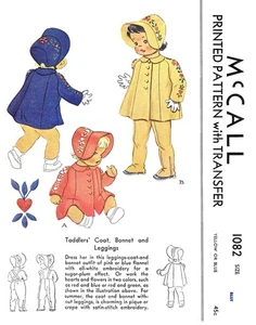 McCall 1082 Pattern Coat BONNET Leggins Hat Toddler Baby JACKET Embroidered - Picture 1 of 4