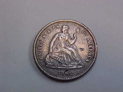 116) Media moneda de diez centavos 1861 - Emisiones anversas/inversas - 90 % plata - comienza en $20,00 Foto 1 de 4