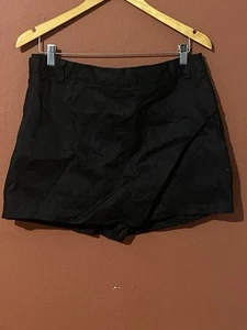 ASTER BLACK LINEN SKORT pantaloncino donna taglia 14 cintura cerniera passanti pantaloncini nascosti - Foto 1 di 10