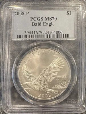 2008-P Silver Dollar - Bald Eagle PCGS MS70 2008 P $1 - Image 1 of 2