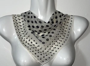 Vintage Ralph Lauren 100% Silk Scarf Polkadot Black White Old Money 16.5x16.5” - Picture 1 of 7