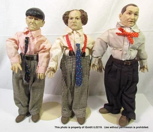 3-PC THREE STOOGES DOLLS ON STANDS Vintage NORMAN MAURER PROD Mo Larry Curly - Picture 1 of 8