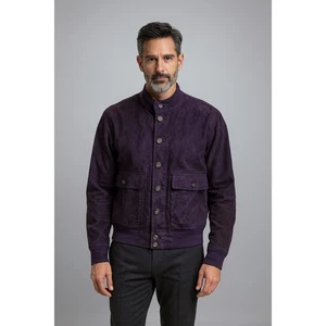 Valstarino Vera Pelle Leather Men Jacket - Purple - Faded - Size: 50 - Picture 1 of 14