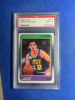 1988 Fleer John Stockton Rookie #115 PSA 9 MINT - Image 1 of 2