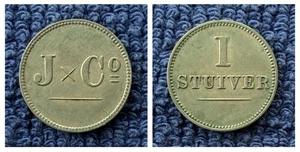 Um 1880 Jesurun & Co Stuiver Curacao jüdische Kaufmannsmedaille J & C - Bild 1 von 3