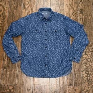 Gap 1969 Men’s Medium Chambray Shirt Blue Floral Print Long Sleeve Western - Picture 1 of 2