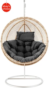 Egg Chair Cushion 44"x44" Replacement Outdoor Thick Washable Beige Black Patio - Picture 1 of 12