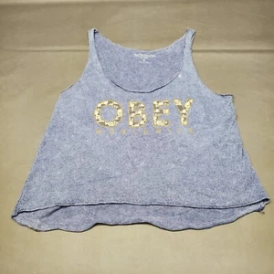 OBEY PROPAGANDA BLUE CROP TANK TOP Size Medium Womens - Picture 1 of 10